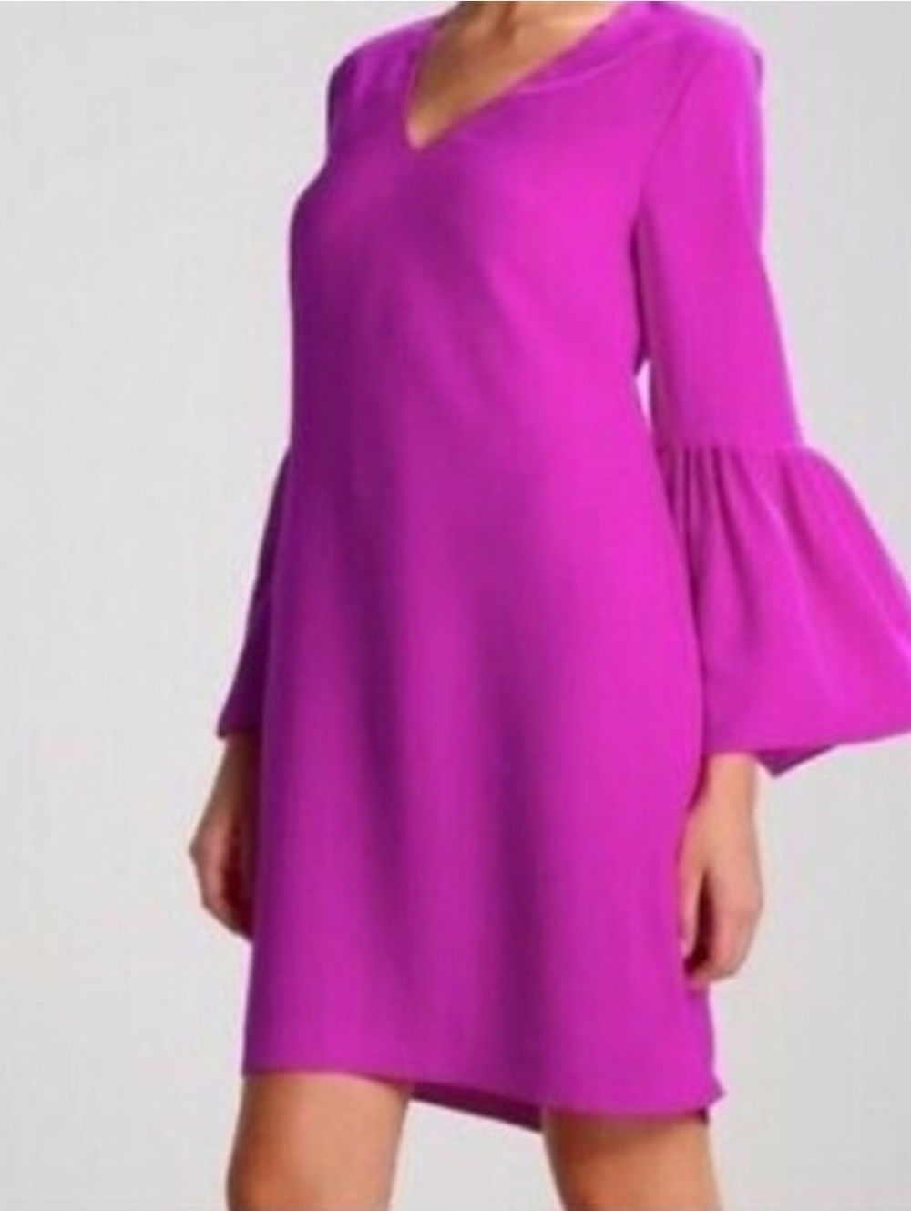 Banana Republic Bell Sleeve V-Neck Mini Dress Fuschia Size 10